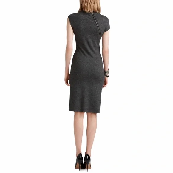 HELMUT LANG 100% Wool Zipper Dress Gray Size L - Picture 7 of 14